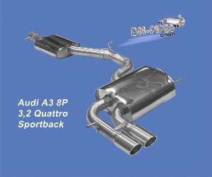 BN Pipes Audi A3 8P Middle and rear rear muffler for Sportback