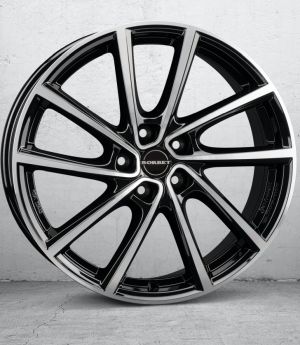 Borbet V black polished glossy Wheel 7x19 inch 5x114,3 bolt circle