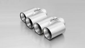 Remus Stainless steel tail pipe set L/R consisting of 4 chromed tail pipes  76 mm straight cut, with integrated valveThe activation of the valve is carried out using the original actuator via the vehicle onboard electronics. fits for _Endrohre 4 Endrohre