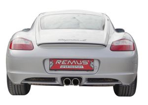 Remus RACING Edelstahl-Sportauspuffanlage links und rechts (OHNE Endrohre!), ab Vorkat, Serienhauptkat im Endschalldmpfer entflltOHNE Genehmigung passend fr Porsche Cayman 3,4l 217kW