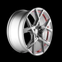 BARRACUDA PROJECT X Silver-brushed-Surface undercut Trimline red Wheel 10x22 - 22 inch 5x112 bolt circle