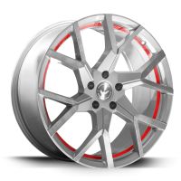 BARRACUDA TZUNAMEE EVO Silver brushed undercut Trimline red Wheel 8x18 - 18 inch 5x100 bolt circle