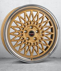 Borbet B gold rim polished Wheel 7x17 inch 4x100 bolt circle