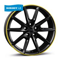 Borbet LX18 black matt rim yellow Wheel 8x18 inch 5x112 bolt circle