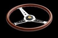 MOMO California Wood steering wheel D=360mm Mahogany wood spokes: silver polished