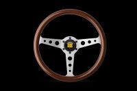 MOMO Indy steering wheel D=350mm Mahogany wood spokes: silver