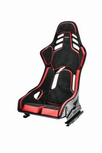 Recaro Podium GF | Alcantara black / leather red | size M Seat shell made of glass fiber reinforced plastic (GRP) |  RECARO Podium GF M: with cushion pads for medium-sized drivers |  ABE and FIA homologation |  Suitable for racetrack and street |  Sporty 