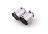 Remus Stainless steel tail pipe set 2 tail pipes  115 mm angled, engraved, chromed, with adjustable spherical clamp connection fits for _Endrohre 2 Endrohre schrg